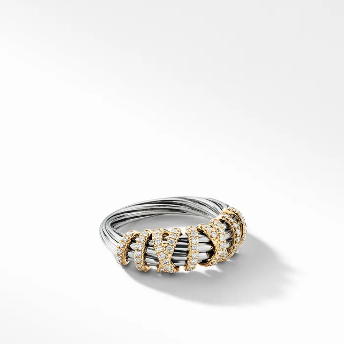 David Yurman Rings Helena Ring in Sterling Silver with 18K Yellow Gold and Diamonds 77mm David Yurman Rings Helena Ring in Sterling Silver with 18K Yellow Gold and Diamonds 77mm
