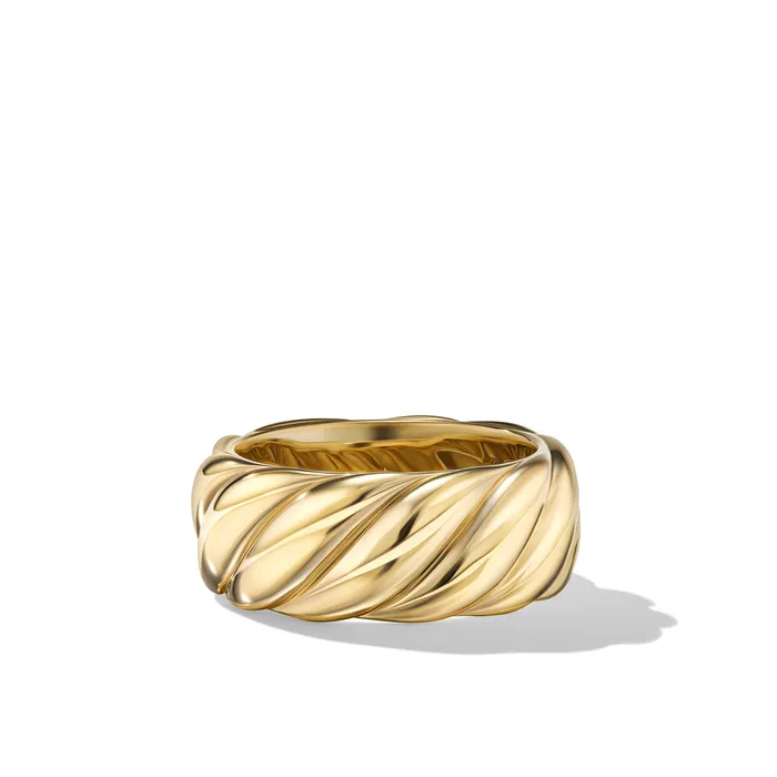 David Yurman Rings Sculpted Cable Band Ring in 18K Yellow Gold 9mm