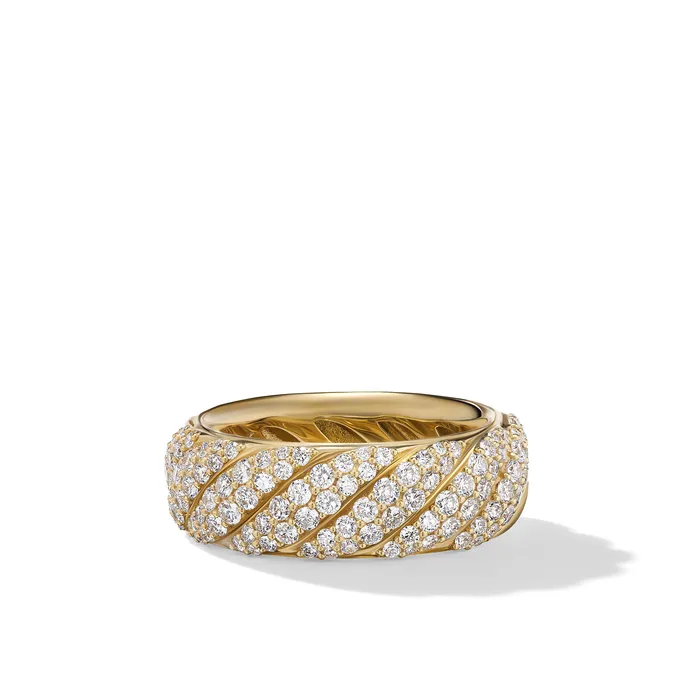 David Yurman Rings Sculpted Cable Band Ring in 18K Yellow Gold with Diamonds 75mm David Yurman Rings Sculpted Cable Band Ring in 18K Yellow Gold with Diamonds 75mm
