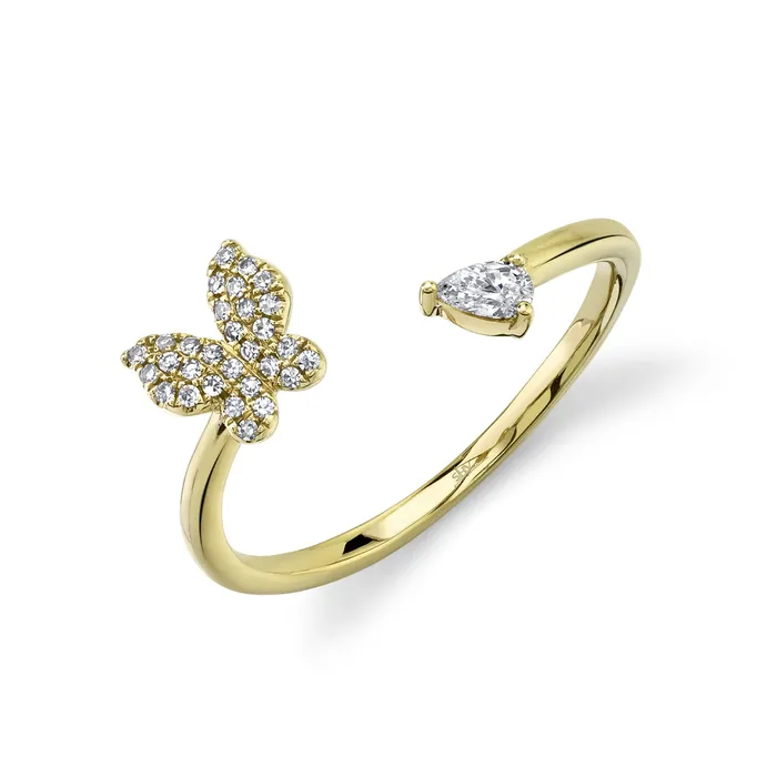 Diamond Butterfly Cuff Ring SHY CREATION Rings