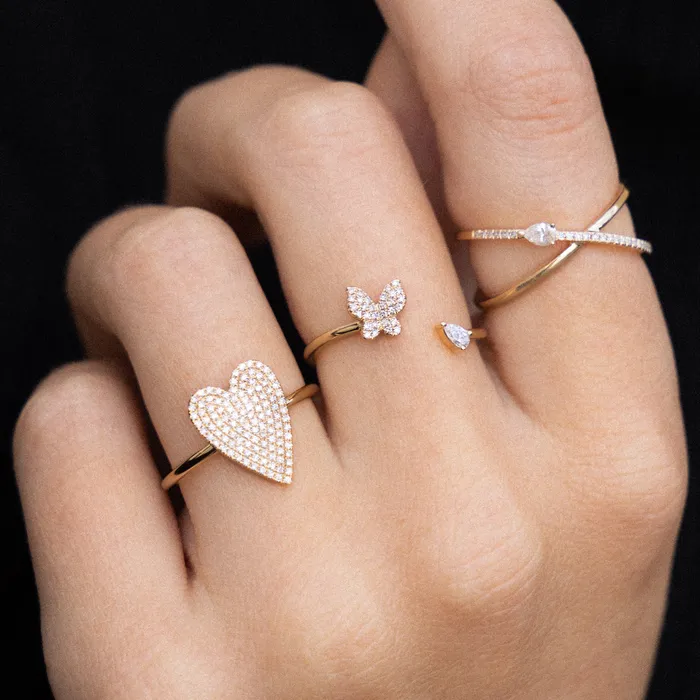 Diamond Butterfly Cuff Ring SHY CREATION Rings