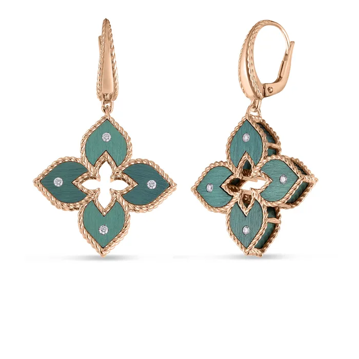 Diamond Green Titanium Venetian Princess Drop Earrings Roberto Coin Earrings