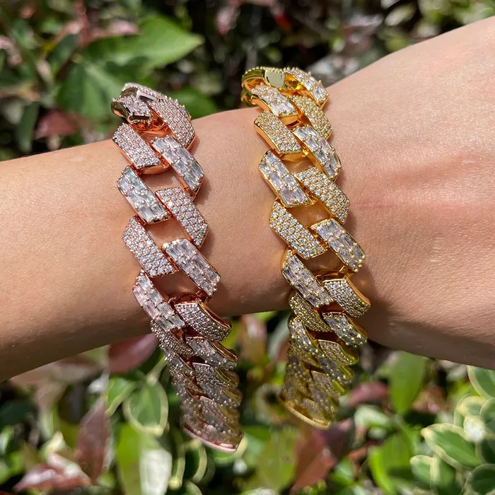 Duo Bracelets 13MM Duo Stones Baguette Clasp Iced Out Diamond Bracelet