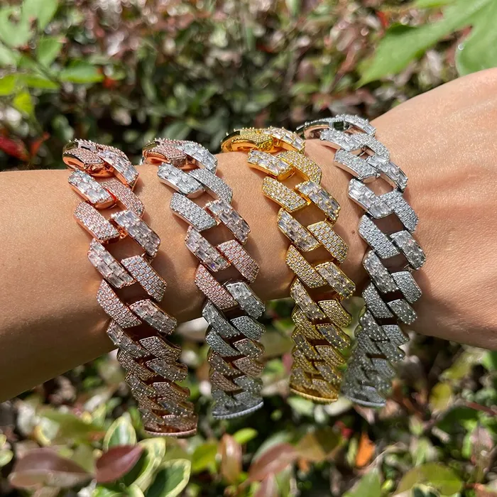 Duo Bracelets 13MM Duo Stones Baguette Clasp Iced Out Diamond Bracelet
