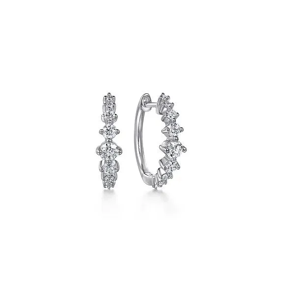 Earrings 14K White Gold Graduating Diamond Huggie Earrings GABRIEL CO