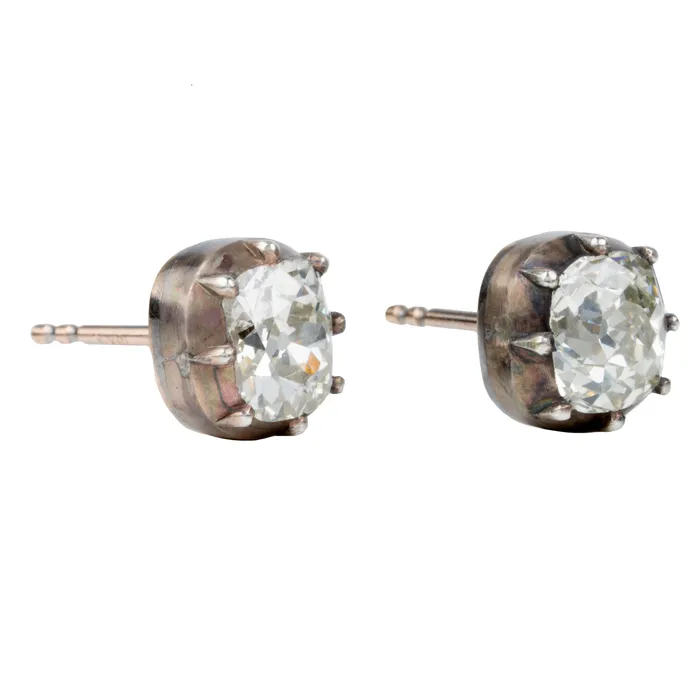 Earrings Bell Bird In House Bell Bird Old Mine Cut Diamond Earrings