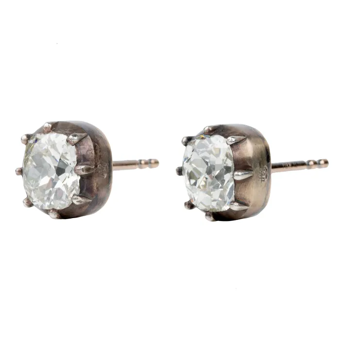 Earrings Bell Bird In House Bell Bird Old Mine Cut Diamond Earrings