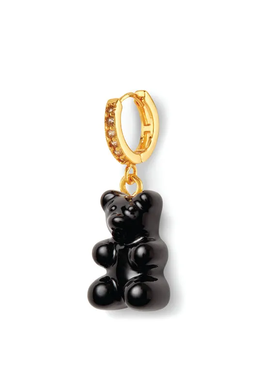Earrings Crystal Haze Jewelry Nostalgia bear hoop Black