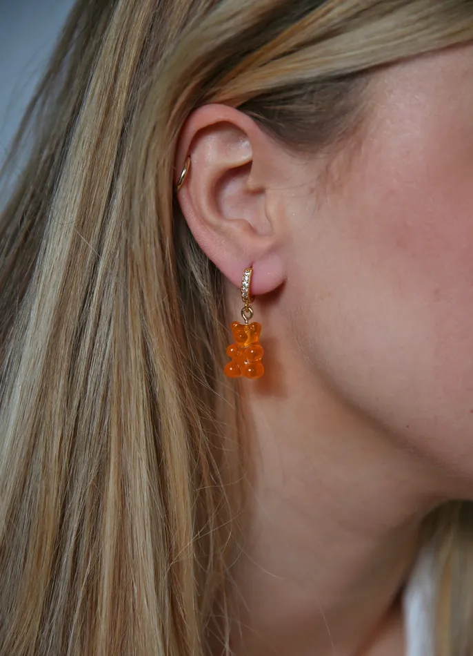 Earrings Crystal Haze Jewelry Nostalgia bear hoop Fanta