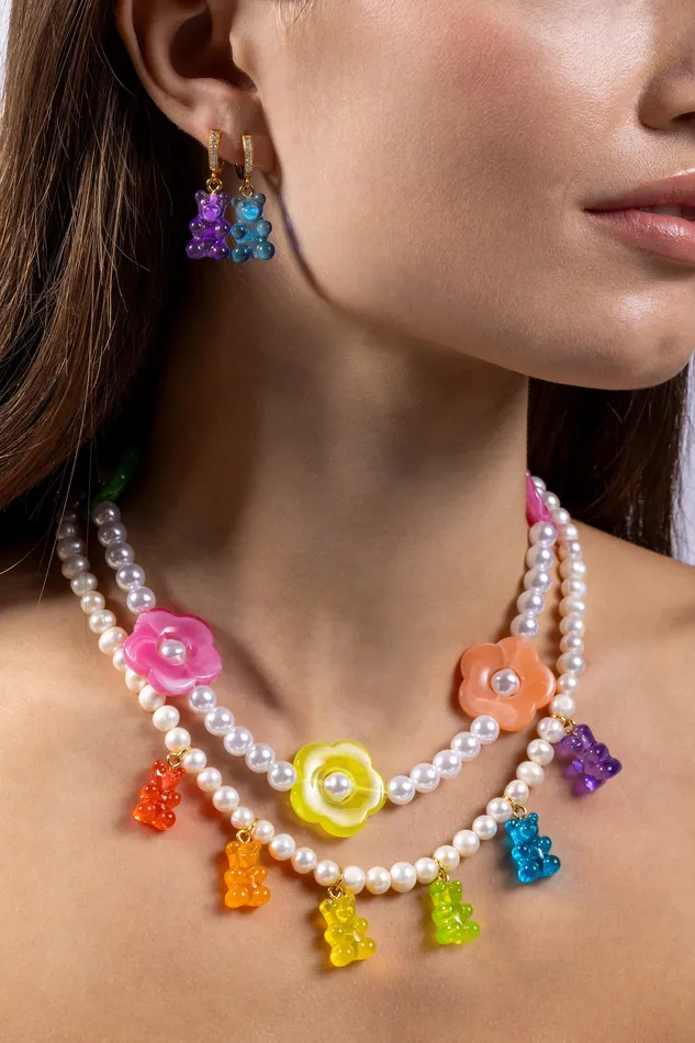 Earrings Crystal Haze Jewelry Nostalgia bear hoop Plum
