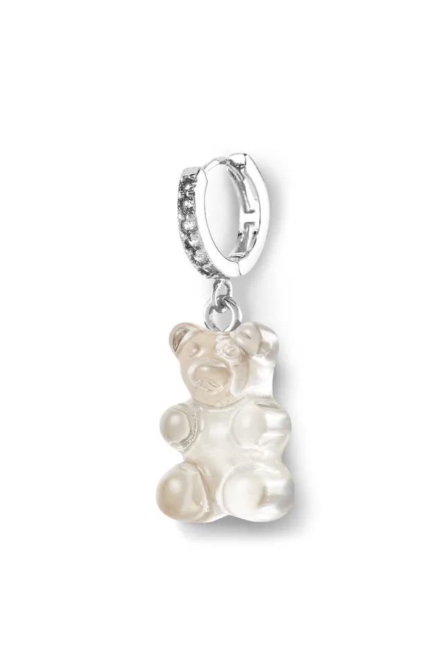 Earrings Crystal Haze Jewelry Nostalgia bear hoop Silver Plated Iced
