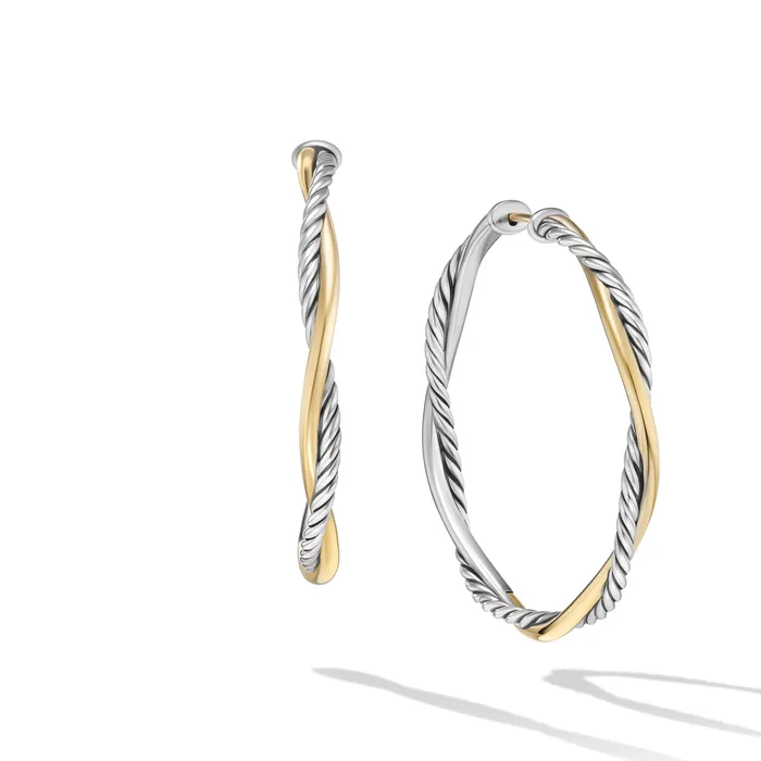 Earrings David Yurman Infinity Hoop Earrings in Sterling Silver with 14K Yellow Gold 42mm