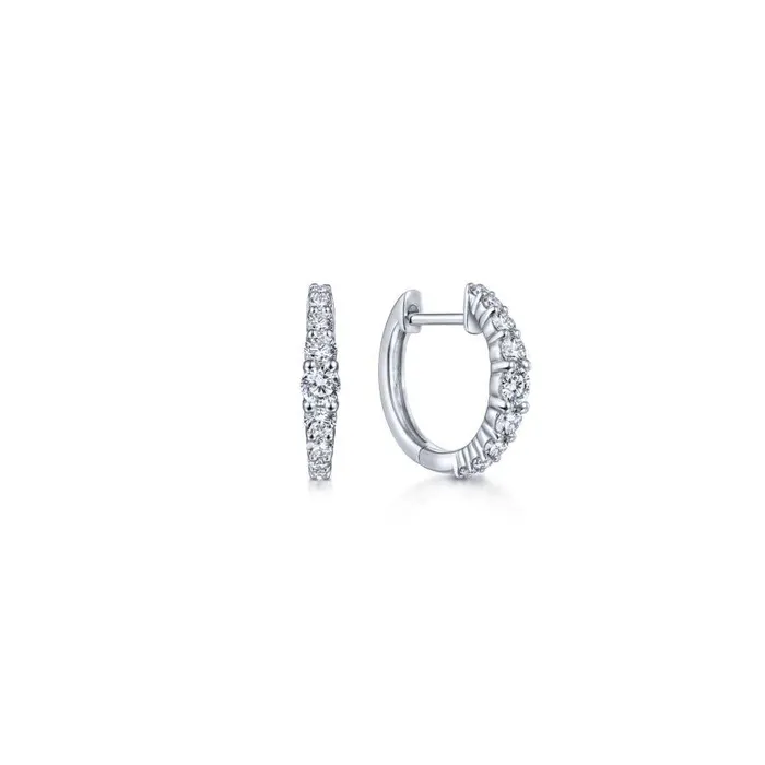 Earrings GABRIEL CO 14K White Gold 13mm Classic Diamond Huggie Earrings