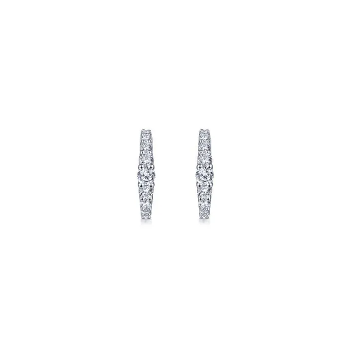 Earrings GABRIEL CO 14K White Gold 13mm Classic Diamond Huggie Earrings