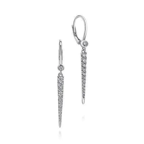 Earrings GABRIEL CO 14K White Gold Peek A Boo Spike Diamond Earrings
