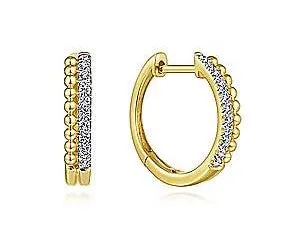 Earrings GABRIEL CO 14K Yellow Gold Bujukan Pave 10mm Diamond Huggie Earrings Earrings GABRIEL CO 14K Yellow Gold Bujukan Pave 10mm Diamond Huggie Earrings