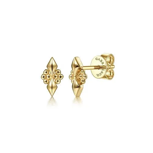 Earrings GABRIEL CO 14K Yellow Gold Geometric Beaded Accent Earrings