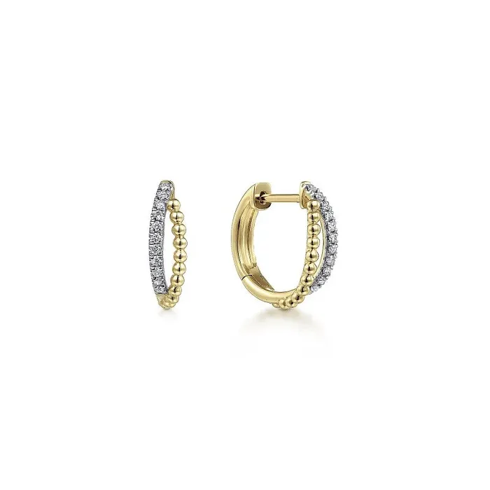 Earrings GABRIEL CO 14K Yellow Gold Twisted Pave 10mm Diamond Huggie Earrings Earrings GABRIEL CO 14K Yellow Gold Twisted Pave 10mm Diamond Huggie Earrings