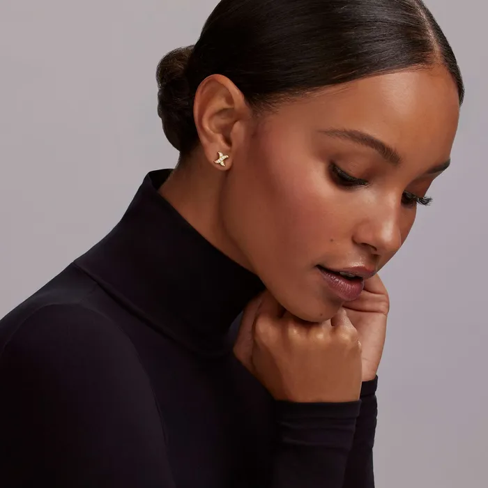 Earrings LAGOS Embrace 18K Gold X Diamond Stud Earrings