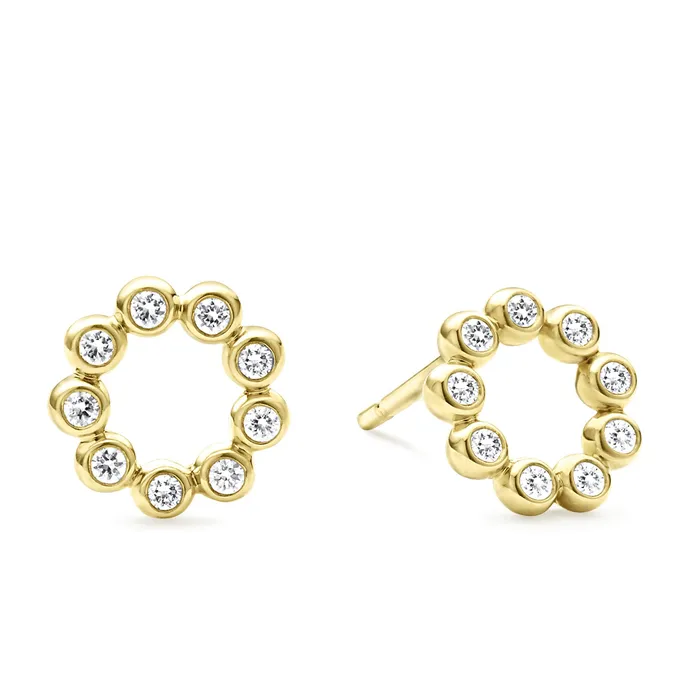Earrings LAGOS KSL 18K Gold Circle Diamond Stud Earrings