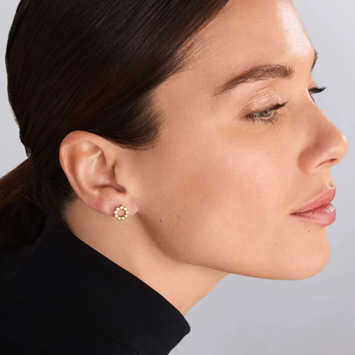 Earrings LAGOS KSL 18K Gold Circle Diamond Stud Earrings