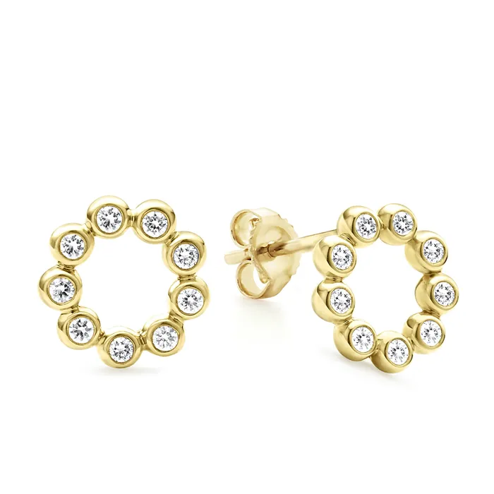 Earrings LAGOS KSL 18K Gold Circle Diamond Stud Earrings