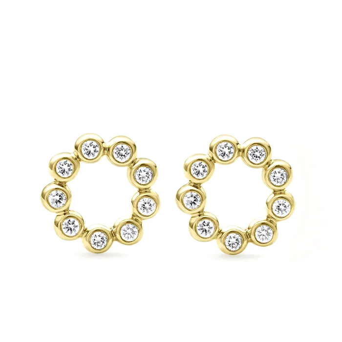 Earrings LAGOS KSL 18K Gold Circle Diamond Stud Earrings