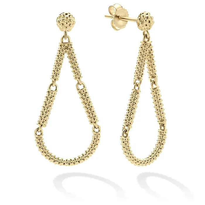 Earrings LAGOS Signature Caviar Petite 18K Gold Superfine Caviar Tear Drop Earrings