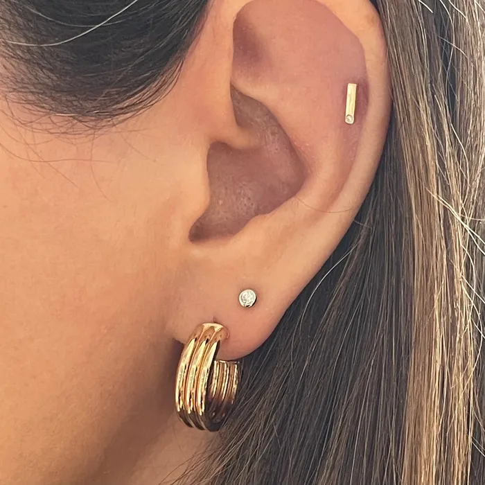 Earrings NicoleHD Jewelry Ribbed Hoop Earring