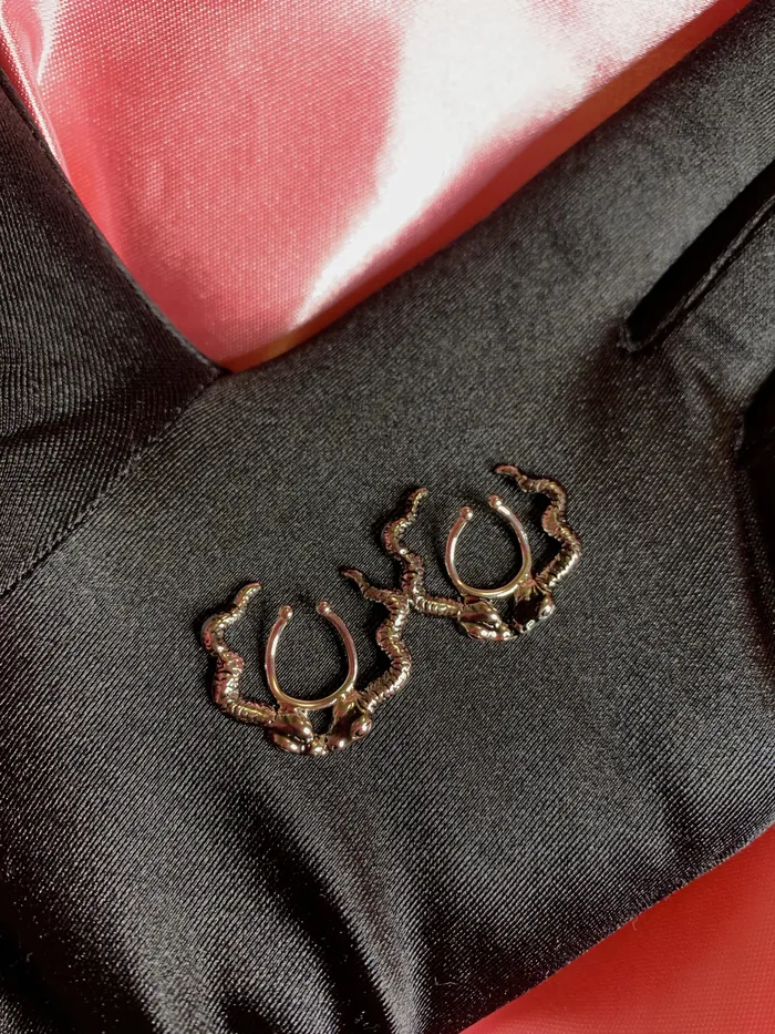 Earrings ShopSheAte Snakes Fake Nipple Rings