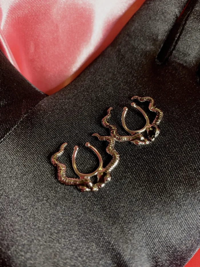 Earrings ShopSheAte Snakes Fake Nipple Rings