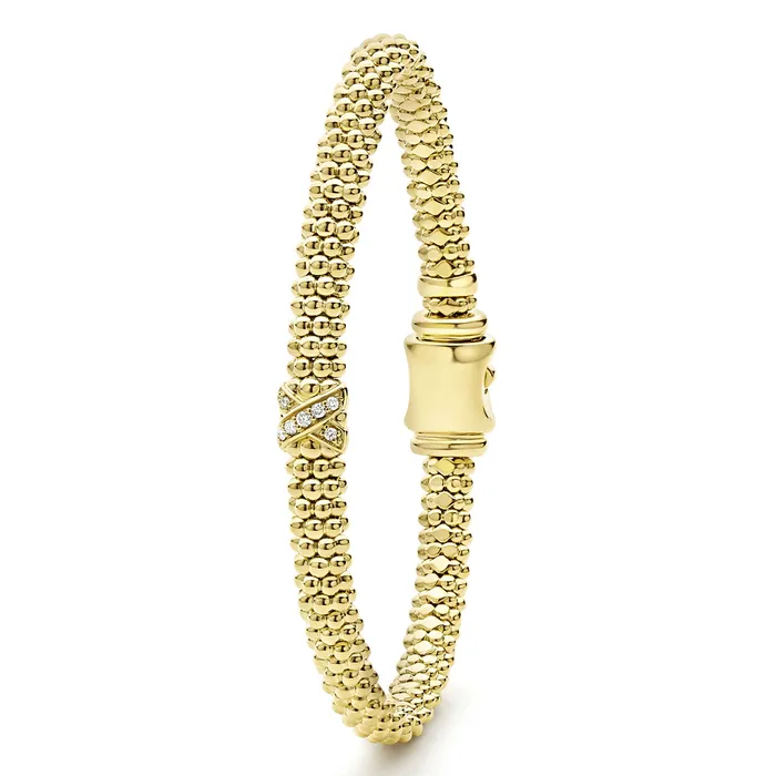 Embrace 18K Gold X Diamond Caviar Bracelet 6mm LAGOS Bracelets