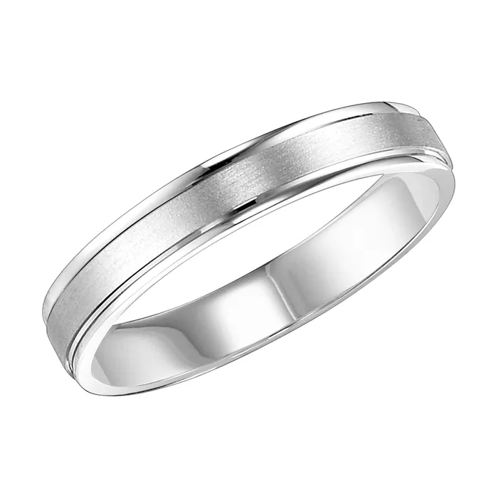 FREDERICK GOLDMAN Rings White Gold 4mm Comfort Fit Mens Wedding Band