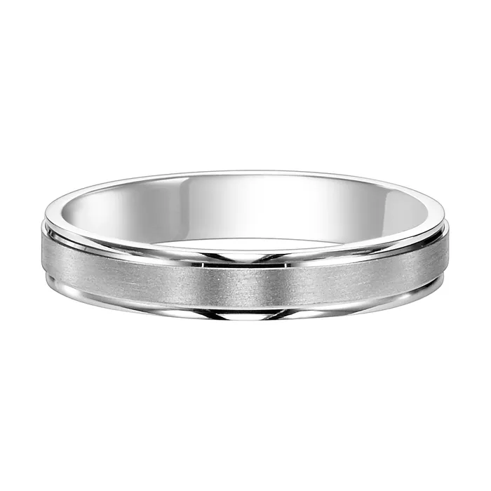 FREDERICK GOLDMAN Rings White Gold 4mm Comfort Fit Mens Wedding Band