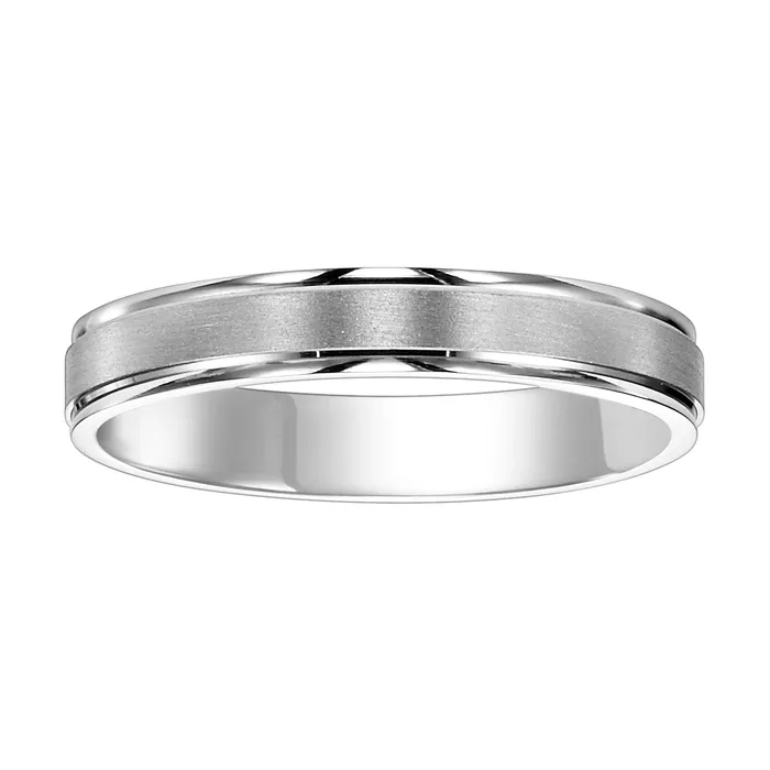 FREDERICK GOLDMAN Rings White Gold 4mm Comfort Fit Mens Wedding Band