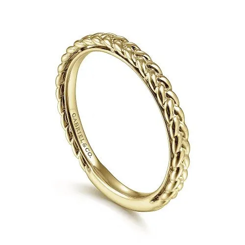 GABRIEL CO 14K Yellow Gold Braided Stackable Ring Rings