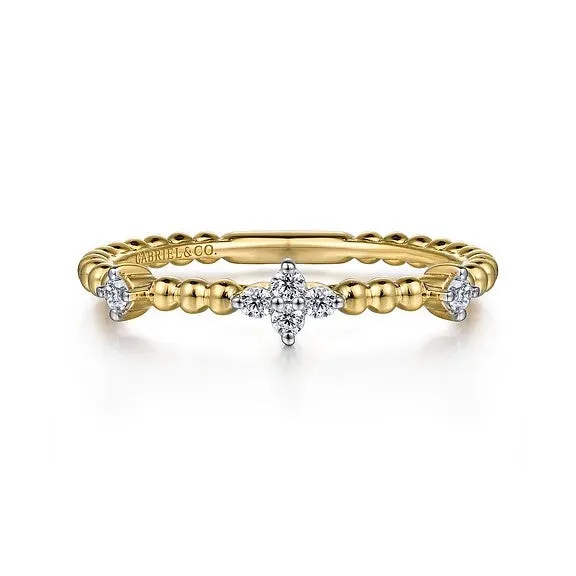 GABRIEL CO 14K Yellow Gold Diamond Station Bujukan Stackable Ring Rings