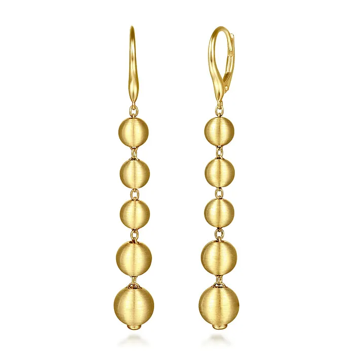 GABRIEL CO 14K Yellow Gold Graduating Bujukan Beads Leverback Drop Earrings Earrings GABRIEL CO 14K Yellow Gold Graduating Bujukan Beads Leverback Drop Earrings Earrings