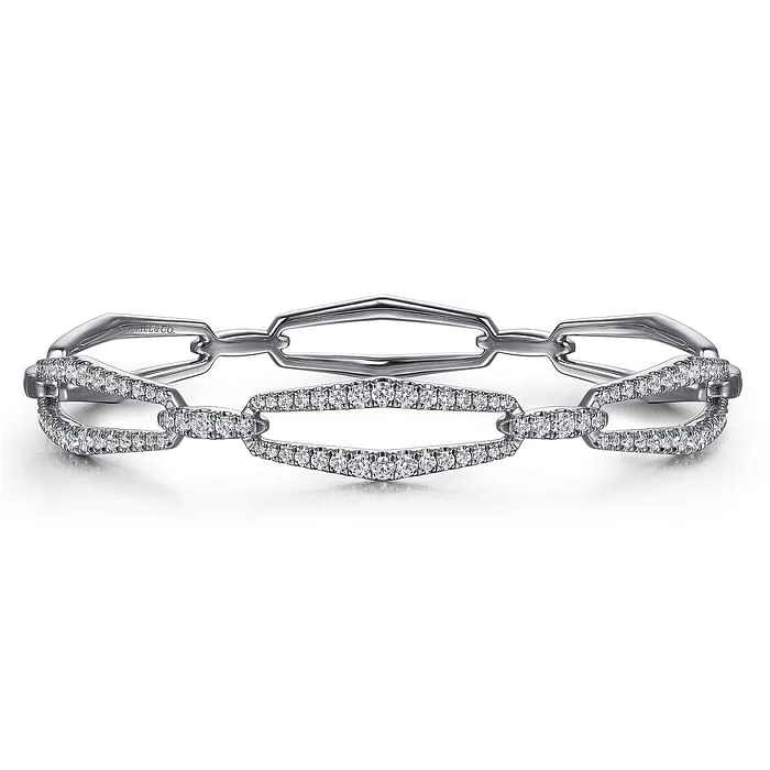 GABRIEL CO Bracelets 14K White Gold Diamond Link Bangle Bracelet