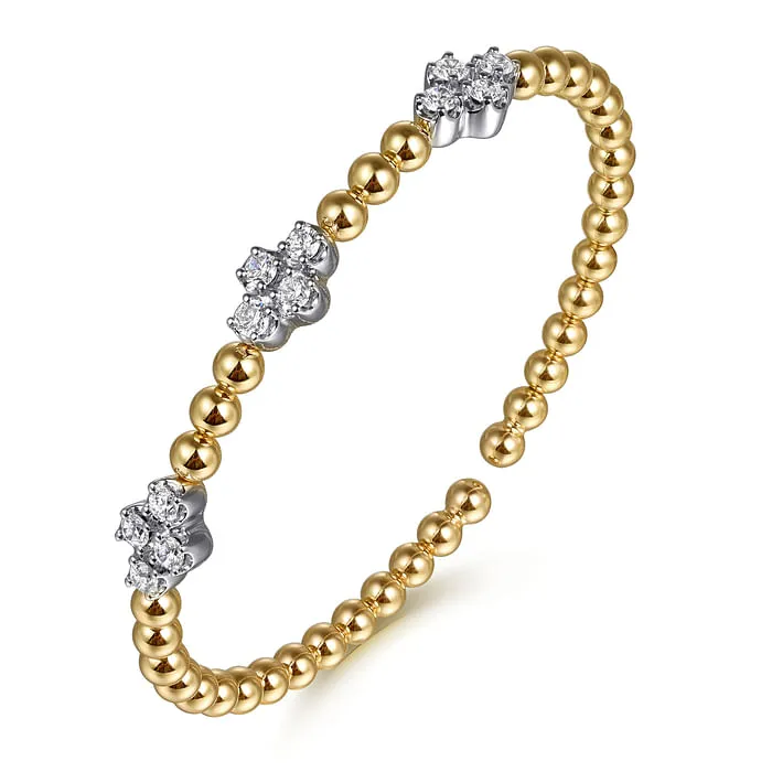 GABRIEL CO Bracelets 14K White Yellow Gold Bujukan Diamond Cluster Split Bangle Bracelet GABRIEL CO Bracelets 14K White Yellow Gold Bujukan Diamond Cluster Split Bangle Bracelet