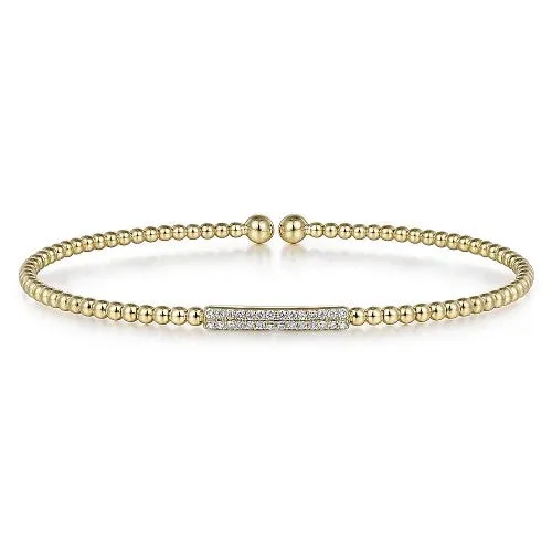 GABRIEL CO Bracelets 14K Yellow Gold Bujukan Bead Cuff Bracelet with 013cttw Diamonds GABRIEL CO Bracelets 14K Yellow Gold Bujukan Bead Cuff Bracelet with 013cttw Diamonds