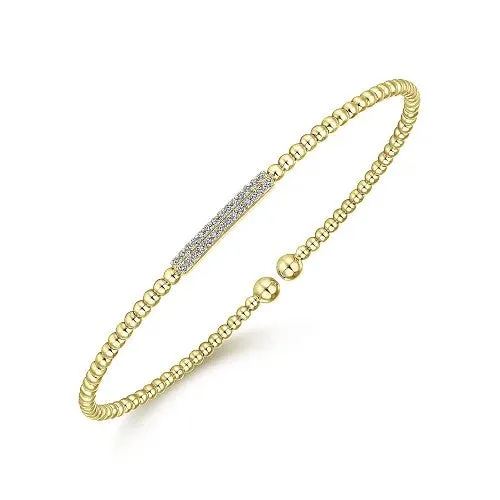 GABRIEL CO Bracelets 14K Yellow Gold Bujukan Bead Cuff Bracelet with 013cttw Diamonds GABRIEL CO Bracelets 14K Yellow Gold Bujukan Bead Cuff Bracelet with 013cttw Diamonds