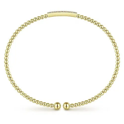 GABRIEL CO Bracelets 14K Yellow Gold Bujukan Bead Cuff Bracelet with 013cttw Diamonds GABRIEL CO Bracelets 14K Yellow Gold Bujukan Bead Cuff Bracelet with 013cttw Diamonds