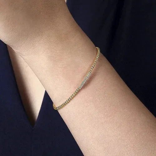GABRIEL CO Bracelets 14K Yellow Gold Bujukan Bead Cuff Bracelet with 013cttw Diamonds GABRIEL CO Bracelets 14K Yellow Gold Bujukan Bead Cuff Bracelet with 013cttw Diamonds