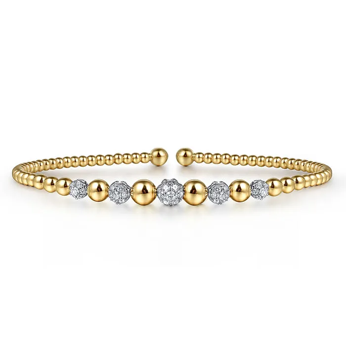 GABRIEL CO Bracelets 14K YellowWhite Gold Bujukan Diamond Stations Bangle GABRIEL CO Bracelets 14K YellowWhite Gold Bujukan Diamond Stations Bangle