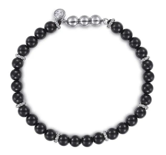 GABRIEL CO Bracelets 925 Sterling Silver and 6mm Black Onyx Beaded Bracelet