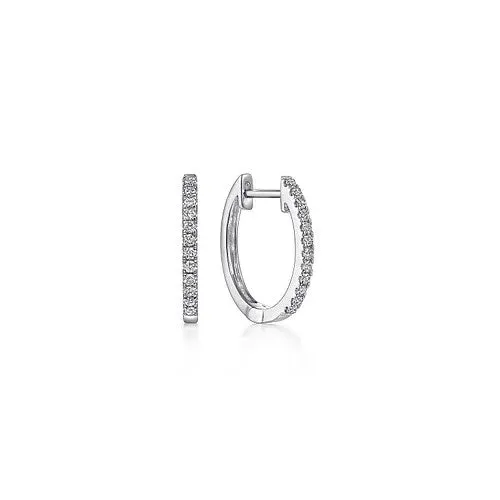 GABRIEL CO Earrings 14K White Gold Diamond Classic Huggie Earrings in 15mm