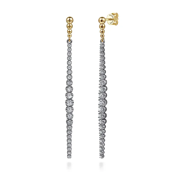 GABRIEL CO Earrings 14K White Yellow Gold Bujukan Diamond Stud Drop Earrings GABRIEL CO Earrings 14K White Yellow Gold Bujukan Diamond Stud Drop Earrings