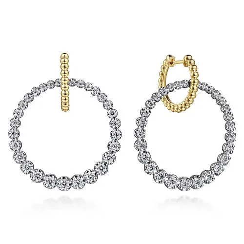 GABRIEL CO Earrings 14kt Circle Huggie Diamond Earrings