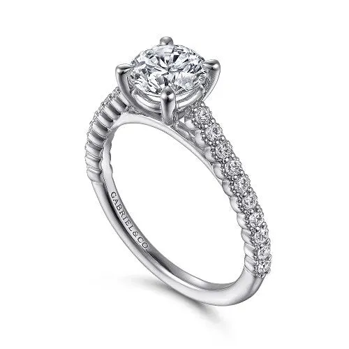 GABRIEL CO Emberlyn 14K White Gold Round Diamond Engagement Ring Setting Only Rings